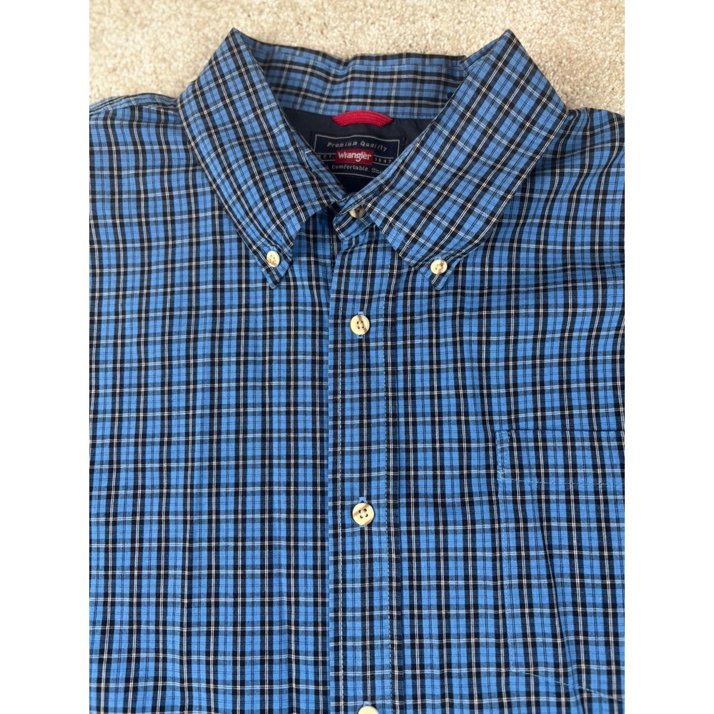 Wrangler Premium Quality Button Down Long Sleeve Cotton Plaid Shirt Size 3XL
